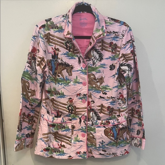 Nick & Nora Pink Western Print Pajama Top size small 3/2010